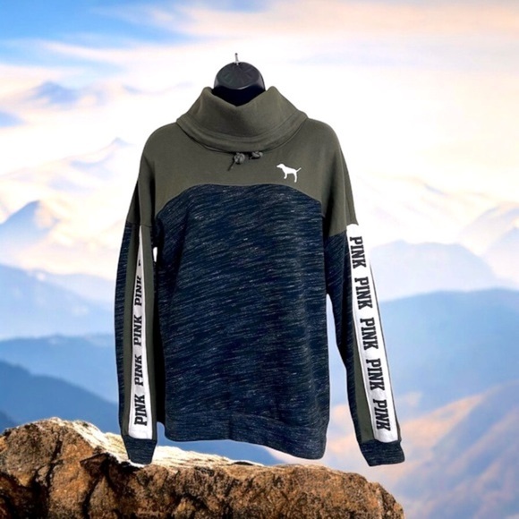 Victoria's Secret Tops - Victoria’s Secret Pink Sweatshirt Cowl Neck Long Sleeve Logo Drawstring Pullover